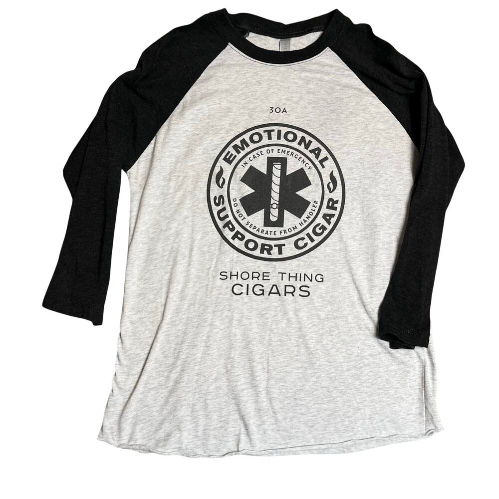 2/$15‎ 30A Cigar Raglan Shirt Gray and Black S ( 2773 )